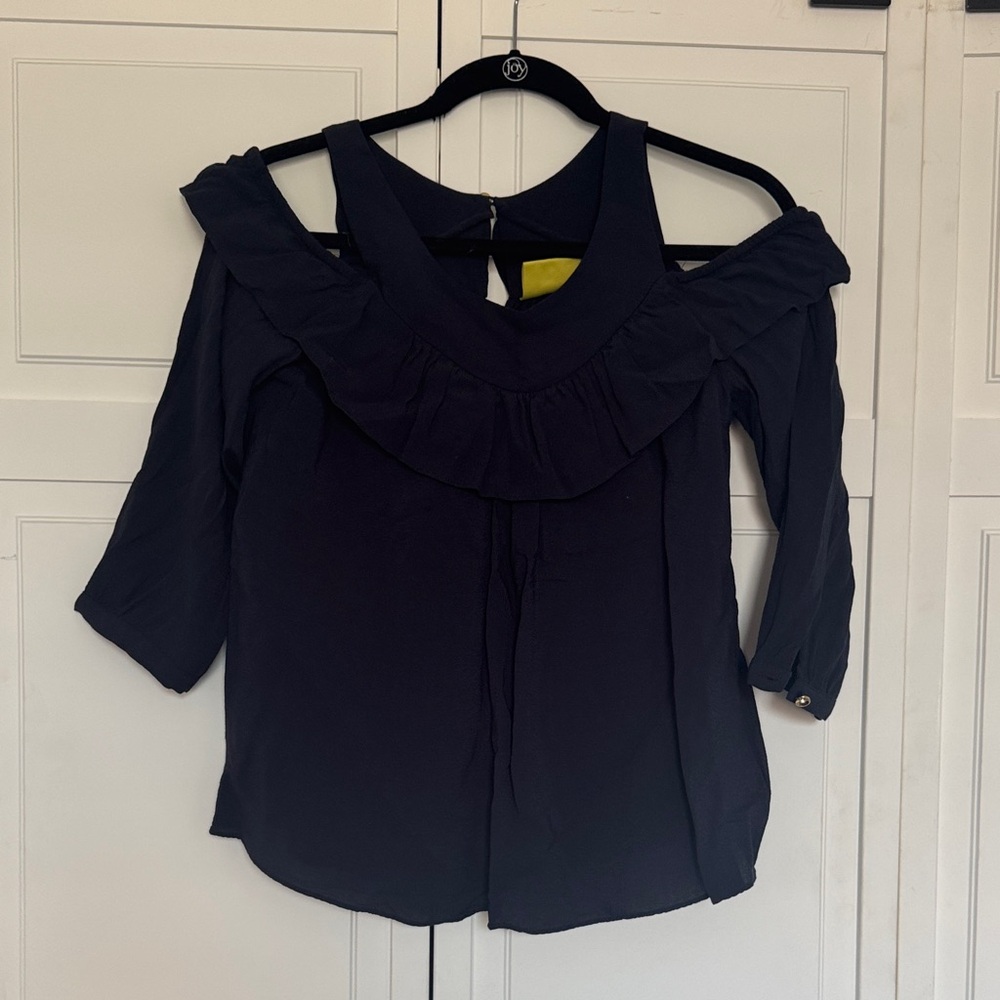 Maeve Midnight Blue Ruffle Blouse